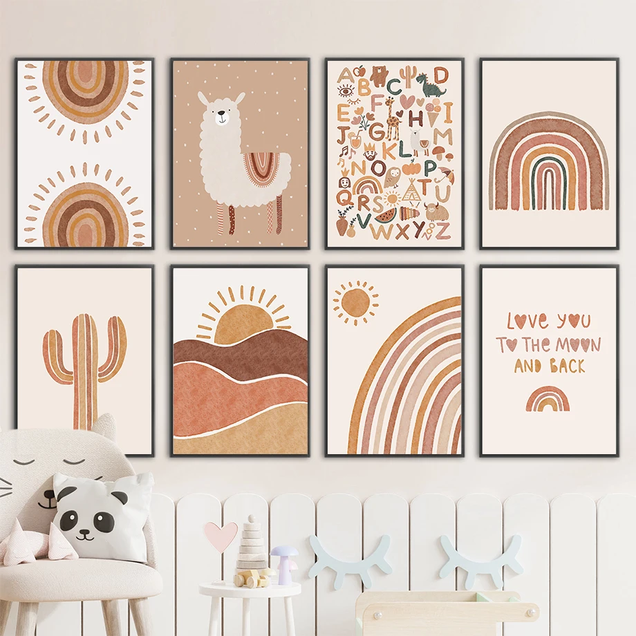 Baby Unicorn Nursery - لوحة فنية على قماش للجدران بتصميم