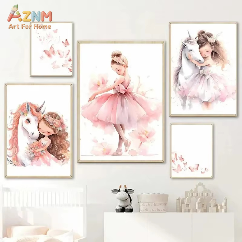 Baby Unicorn Nursery - ملصق قماشي زخرفي لغرفة الأطفال بتصميم