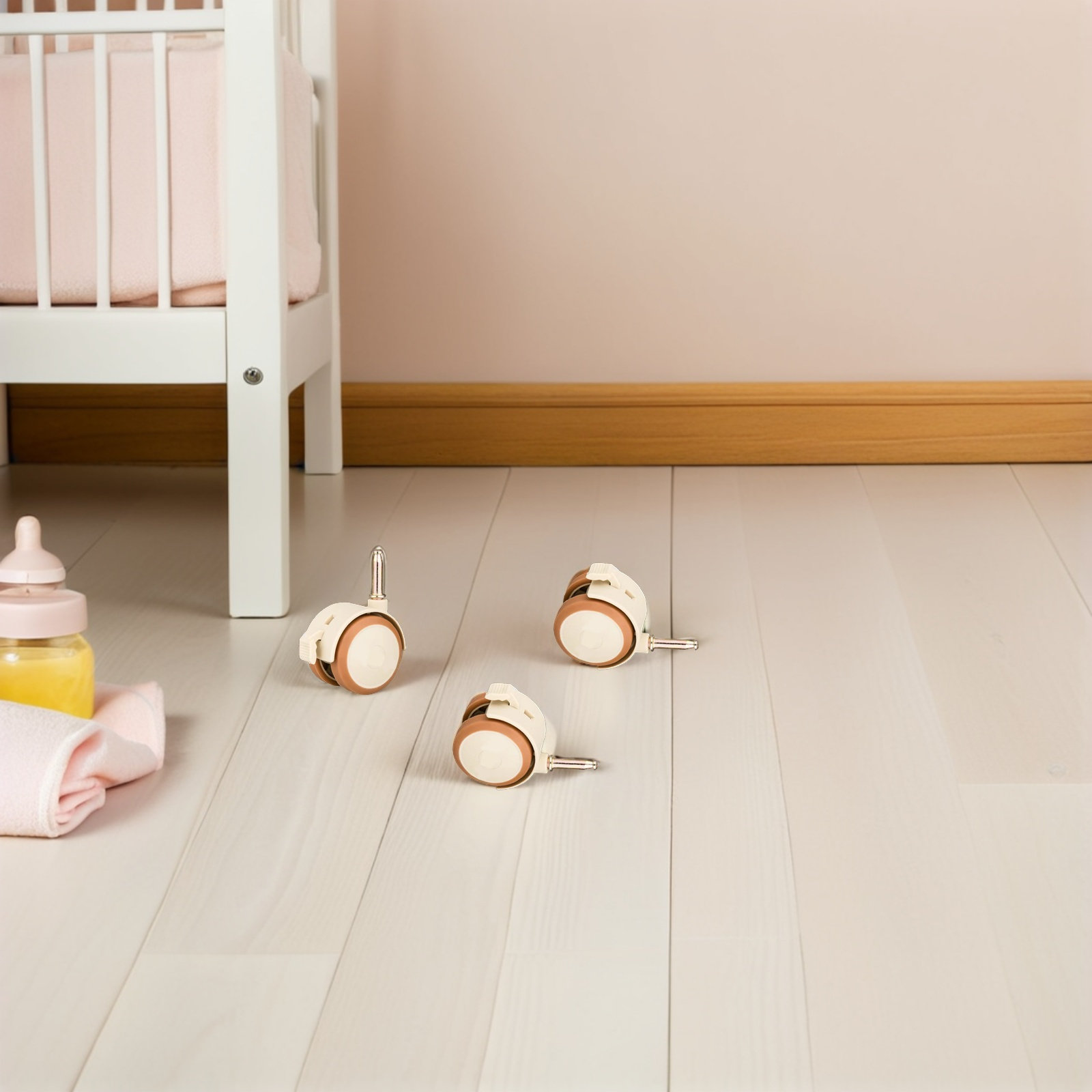 Baby Nursery Cart - 4 قطع عجلات سرير أطفال مطاطية