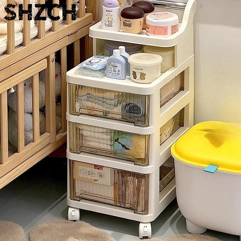 Baby Nursery Cart - عربة تخزين متحركة بثلاثة طبقات، محطة