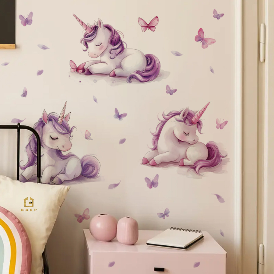 Baby Unicorn Nursery - ملصق حائط على شكل فراشة من