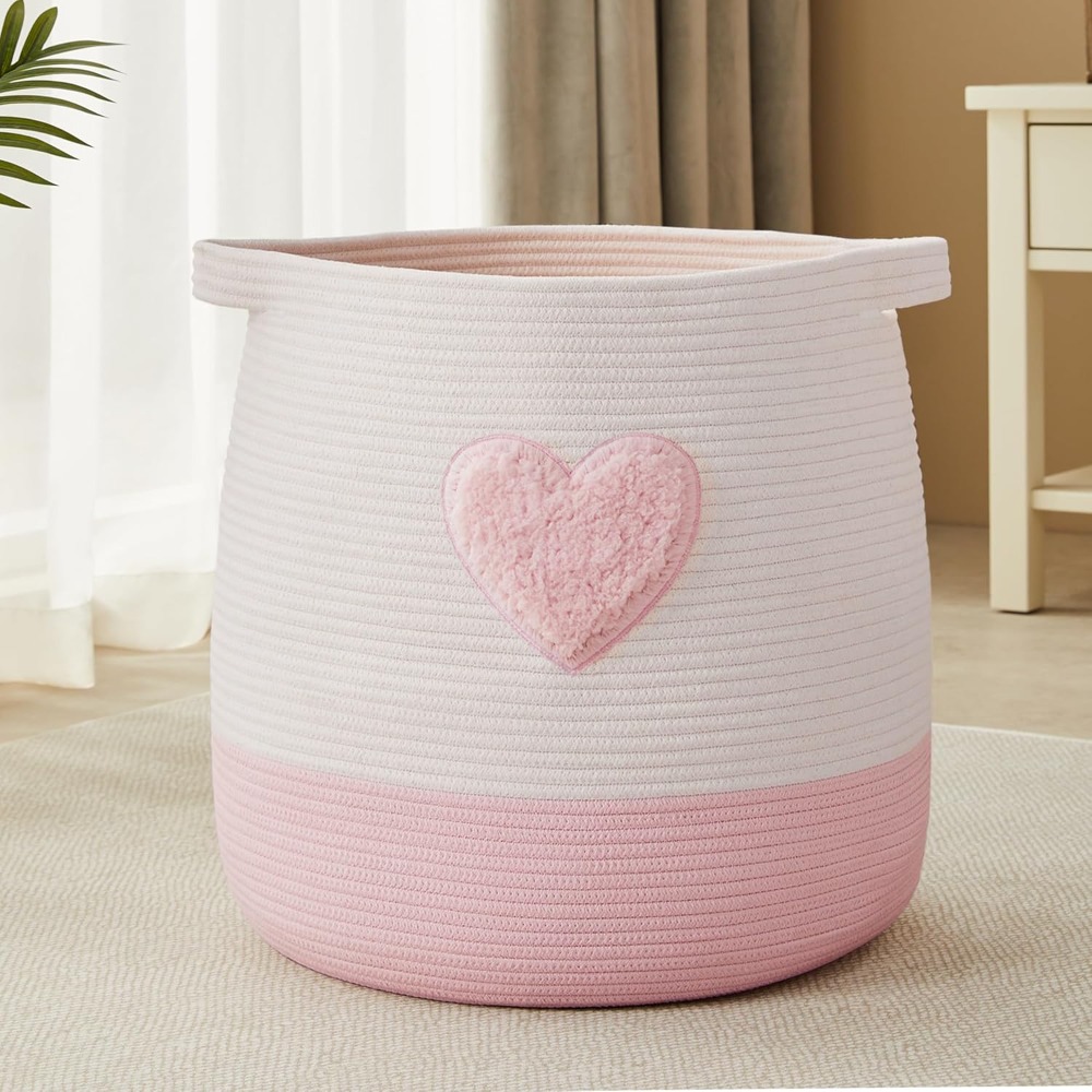 Baby Nursery Laundry Basket - سلة الغسيل الوردية للأطفال البنات سلة