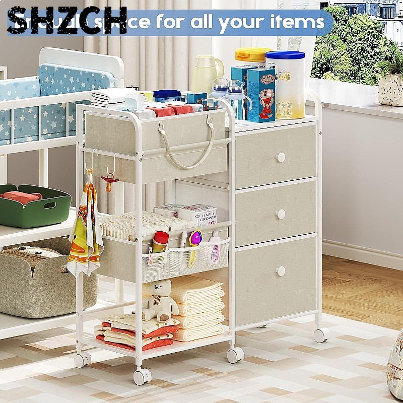 Baby Nursery Cart - منظم حفاضات الأطفال ذو سعة كبيرة،