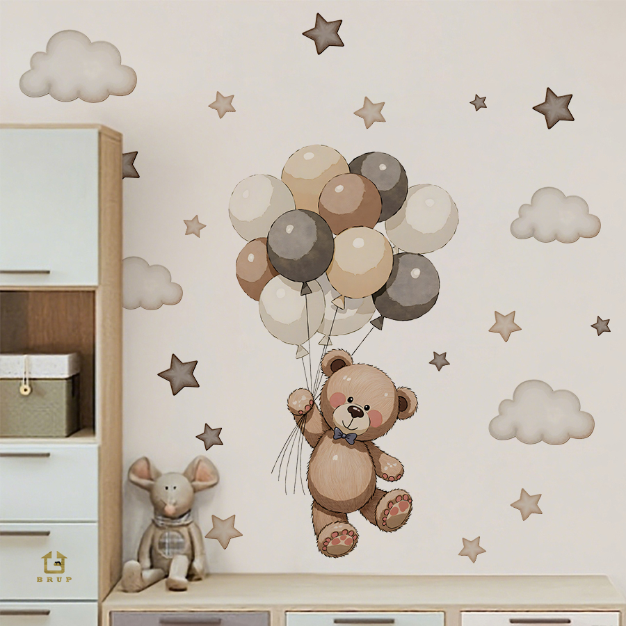 Baby Nursery Artwork - ملصقات حائط على شكل دمية دب