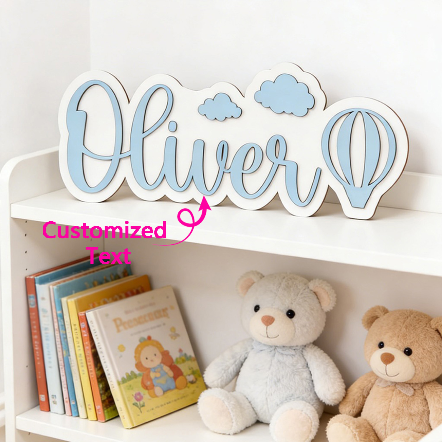 Baby Nursery Baby - لافتة غرفة مخصصة على شكل منطاد