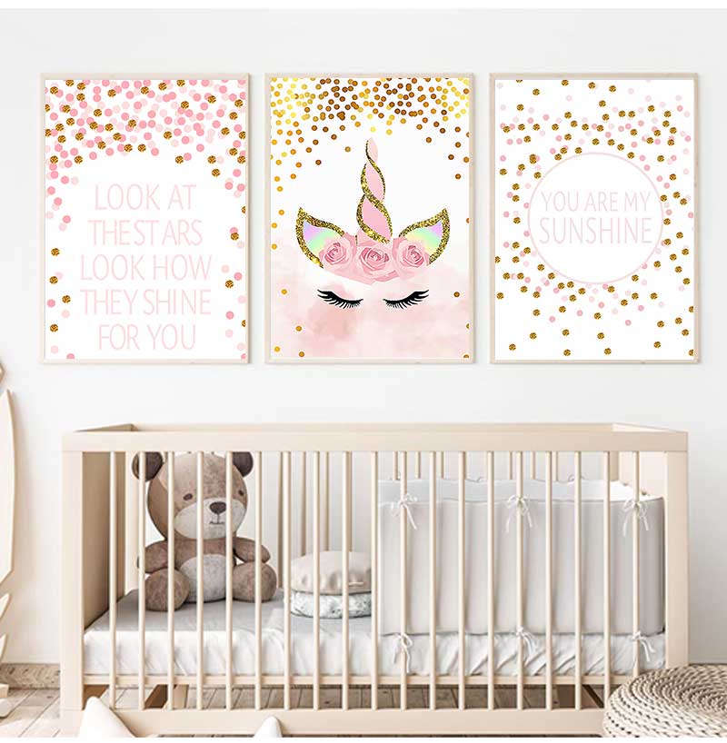 لوحة فنية زخرفية لغرفة نوم الط - مراجعة Baby Unicorn Nursery وسعره