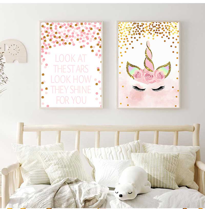 لوحة فنية زخرفية لغرفة نوم الط - مراجعة Baby Unicorn Nursery وسعره