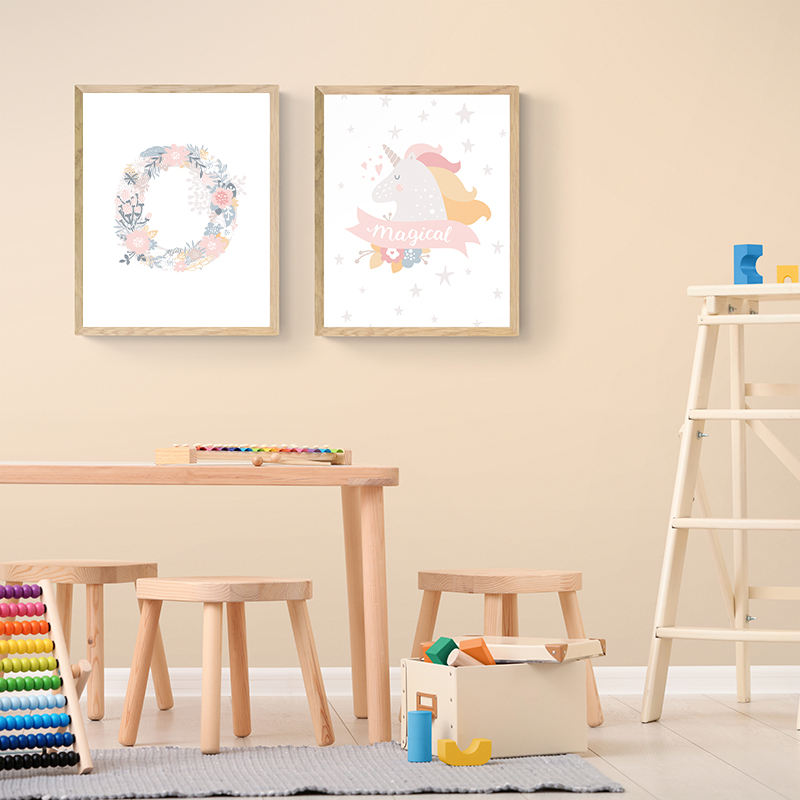 لوحة فنية جدارية بدون إطار بتص - مراجعة Baby Unicorn Nursery وسعره