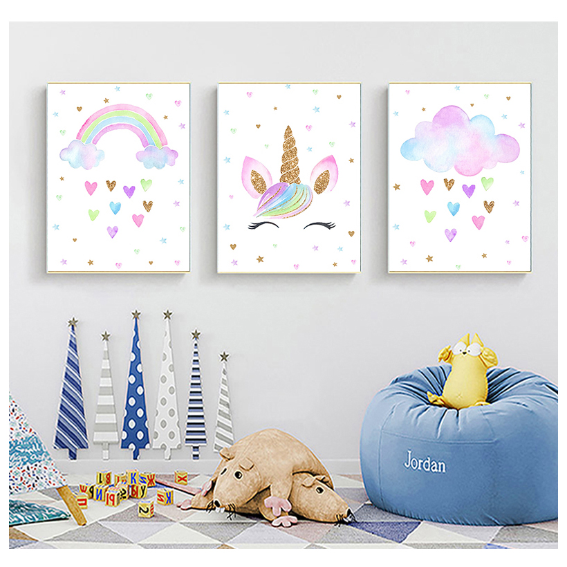 قوس قزح يونيكورن جدار الفن يطب - مراجعة Baby Unicorn Nursery وسعره