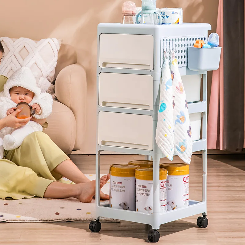 عربة تخزين متنقلة بلون كريمي،  - مراجعة Baby Nursery Cart وسعره