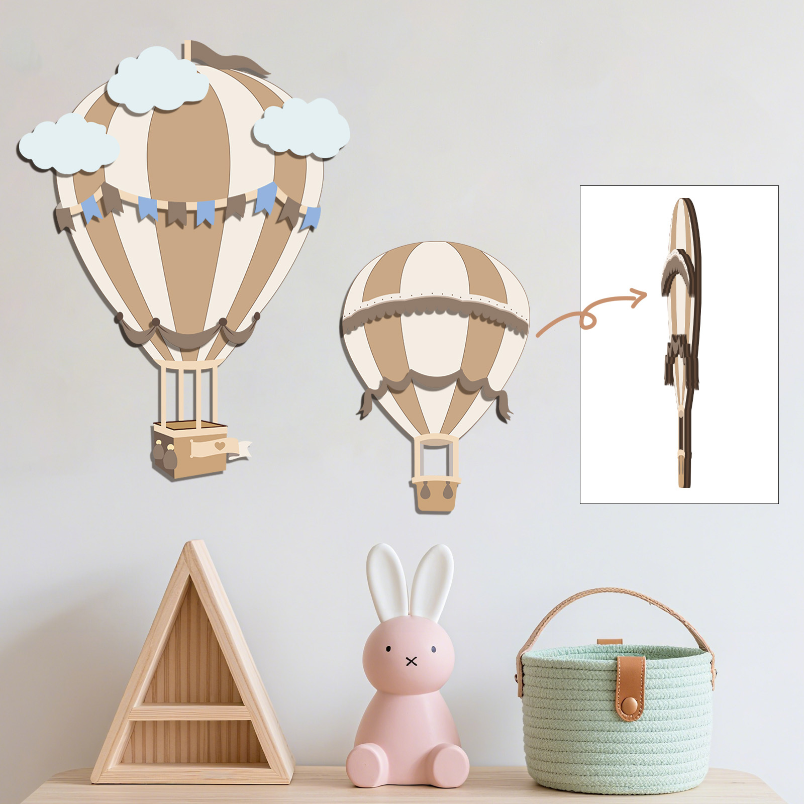 ديكور حائط خشبي على شكل منطاد  - مراجعة Baby Nursery Hot Air Balloon وسعره