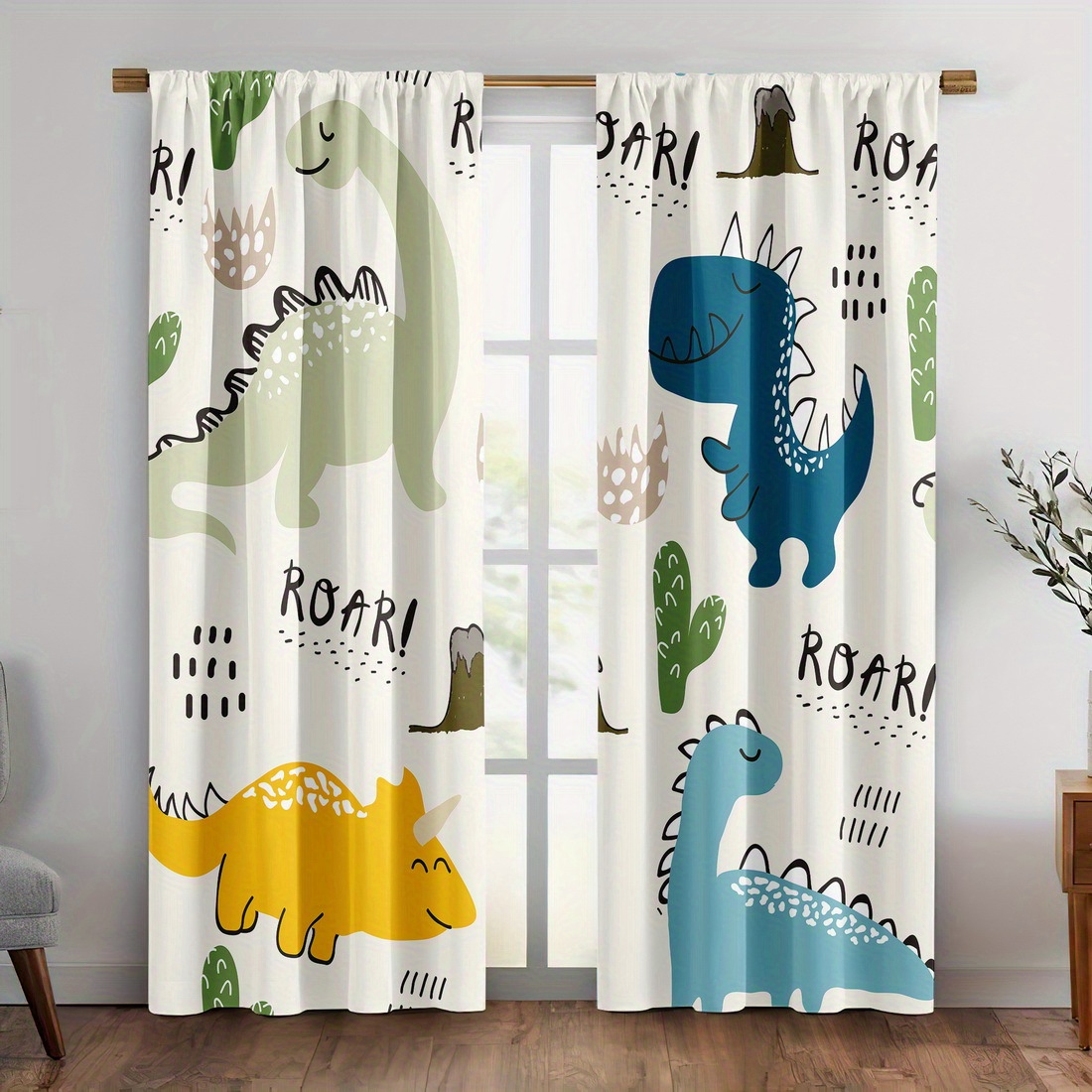 ستائر على شكل ديناصورات كرتوني - مراجعة Blackout Curtain Nursery وسعره