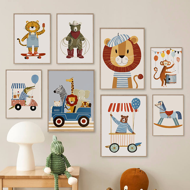 لوحات فنية كرتونية مضحكة لحيوا - مراجعة Baby Nursery Artwork وسعره