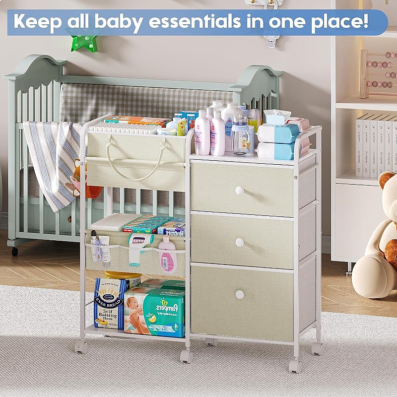 منظم حفاضات الأطفال ذو سعة كبي - مراجعة Baby Nursery Cart وسعره
