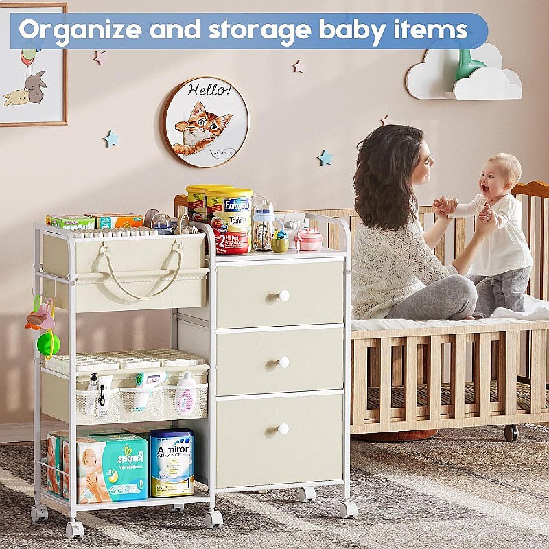 منظم حفاضات الأطفال ذو سعة كبي - مراجعة Baby Nursery Cart وسعره