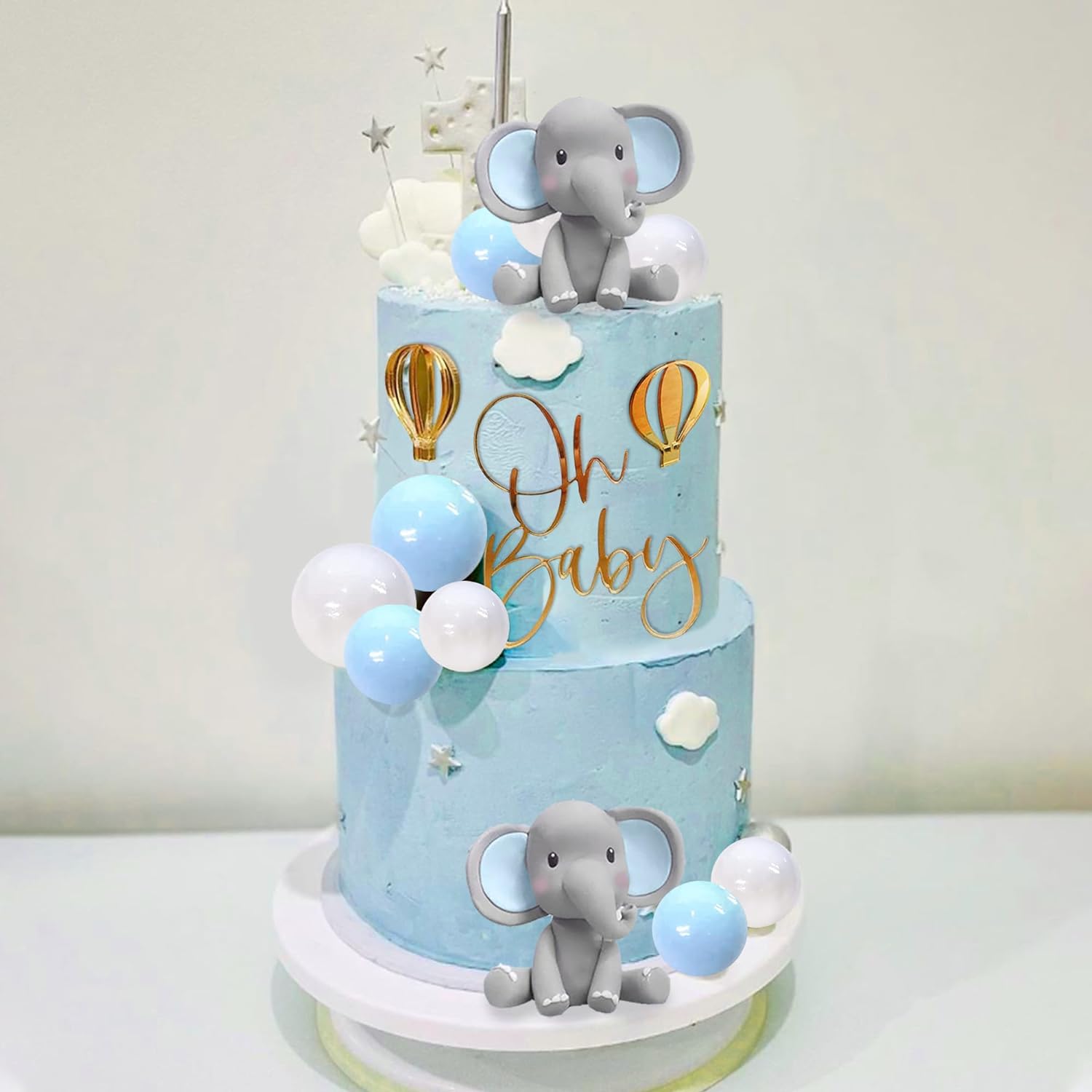 زينة كعكة الفيل مع كعكة صغيرة  - مراجعة Baby Nursery Hot Air Balloon وسعره