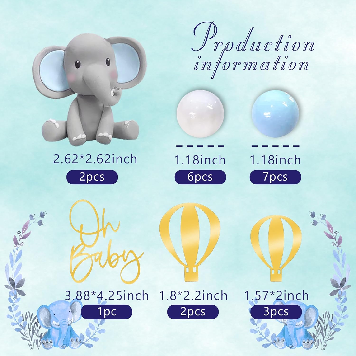 زينة كعكة الفيل مع كعكة صغيرة  - مراجعة Baby Nursery Hot Air Balloon وسعره